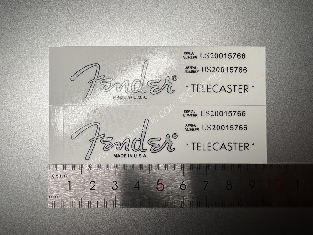 SHIP FROM CHINA !! SILVER FENDER MADE IN USA TELECASTER BASS Guitar Metallic ink Neck Headstock Decals Sticker 028