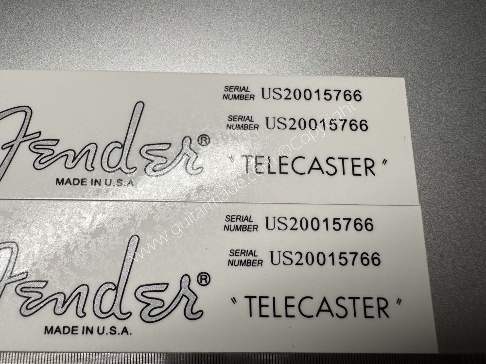 SHIP FROM CHINA !! SILVER FENDER MADE IN USA TELECASTER BASS Guitar Metallic ink Neck Headstock Decals Sticker 028