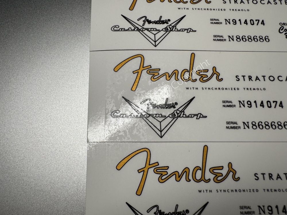 SHIP FROM CHINA !! FENDER STRATOCASTER BASS Guitar Metallic ink Neck Headstock Decals Sticker 900