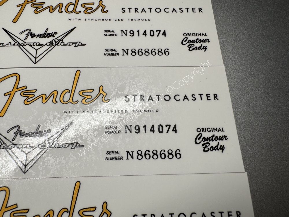 SHIP FROM CHINA !! FENDER STRATOCASTER BASS Guitar Metallic ink Neck Headstock Decals Sticker 900