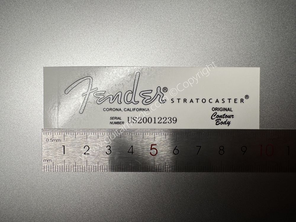 SHIP FROM CHINA !! SILVER FENDER CORONA CALIFORNIA STRATOCASTER BASS Guitar Metallic ink Neck Headstock Decals Sticker 028