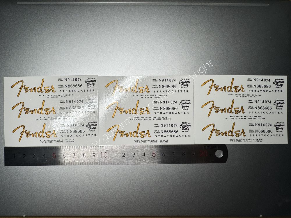 SHIP FROM CHINA !! FENDER STRATOCASTER BASS Guitar Metallic ink Neck Headstock Decals Sticker 028