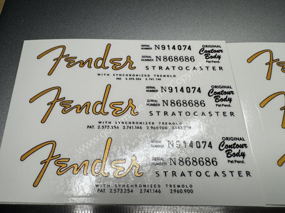 SHIP FROM CHINA !! FENDER STRATOCASTER BASS Guitar Metallic ink Neck Headstock Decals Sticker 028
