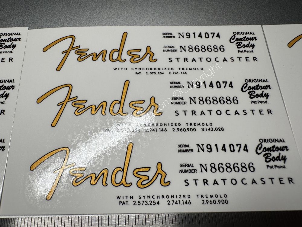 SHIP FROM CHINA !! FENDER STRATOCASTER BASS Guitar Metallic ink Neck Headstock Decals Sticker 028