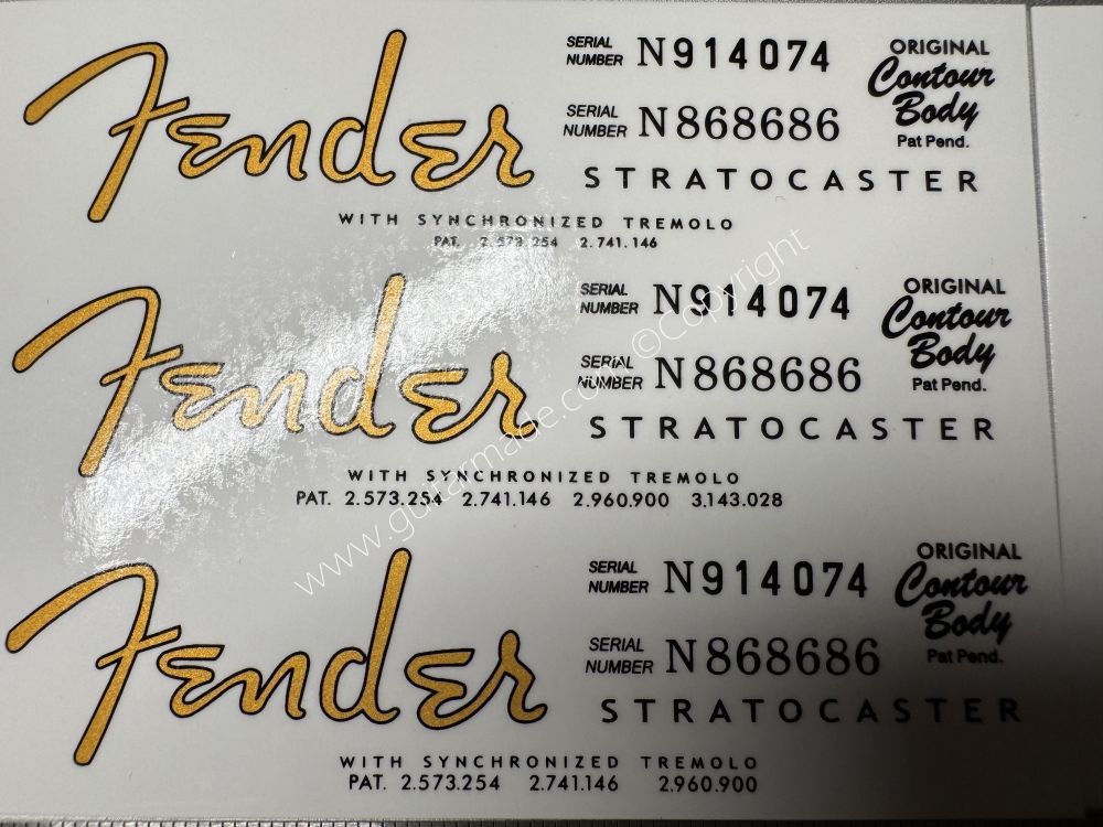 SHIP FROM CHINA !! FENDER STRATOCASTER BASS Guitar Metallic ink Neck Headstock Decals Sticker 028
