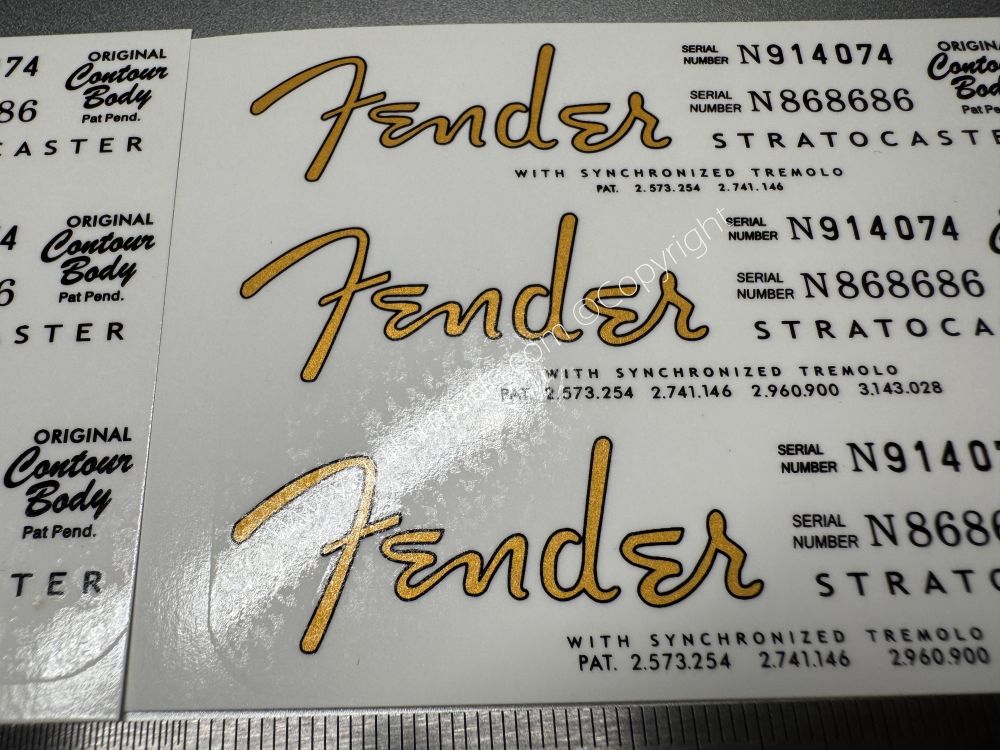SHIP FROM CHINA !! FENDER STRATOCASTER BASS Guitar Metallic ink Neck Headstock Decals Sticker 028