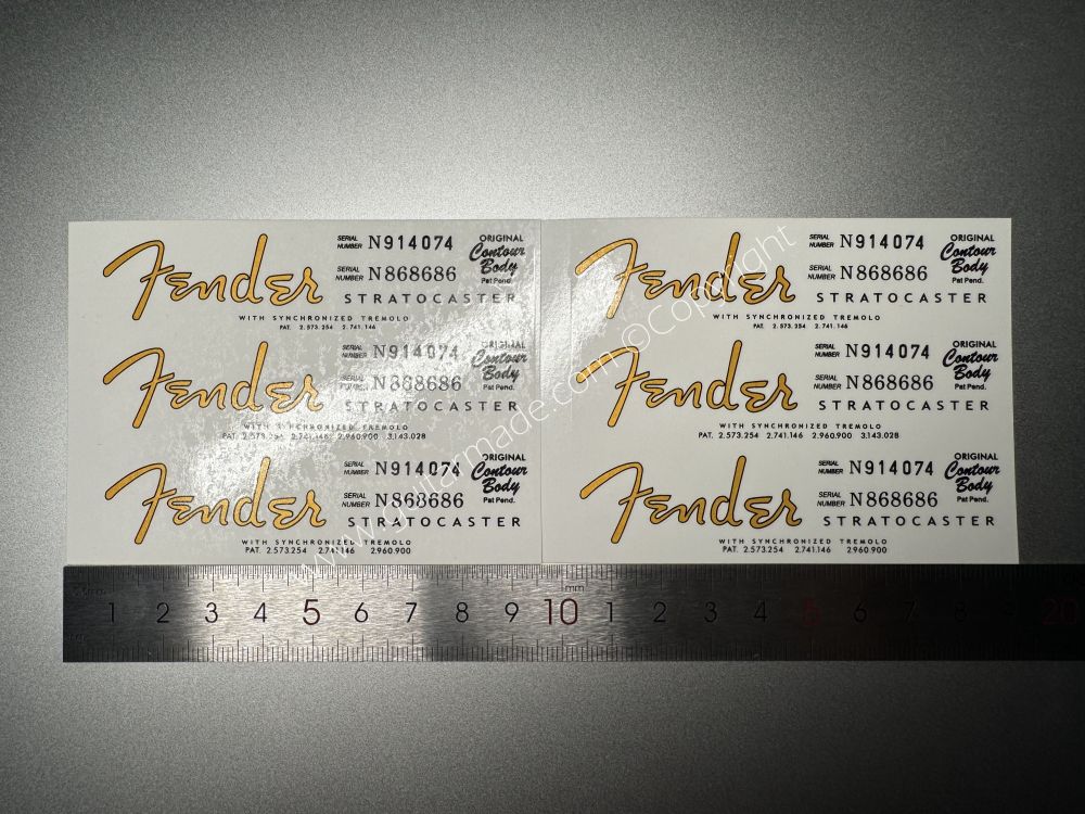 SHIP FROM CHINA !! FENDER STRATOCASTER BASS Guitar Metallic ink Neck Headstock Decals Sticker 028