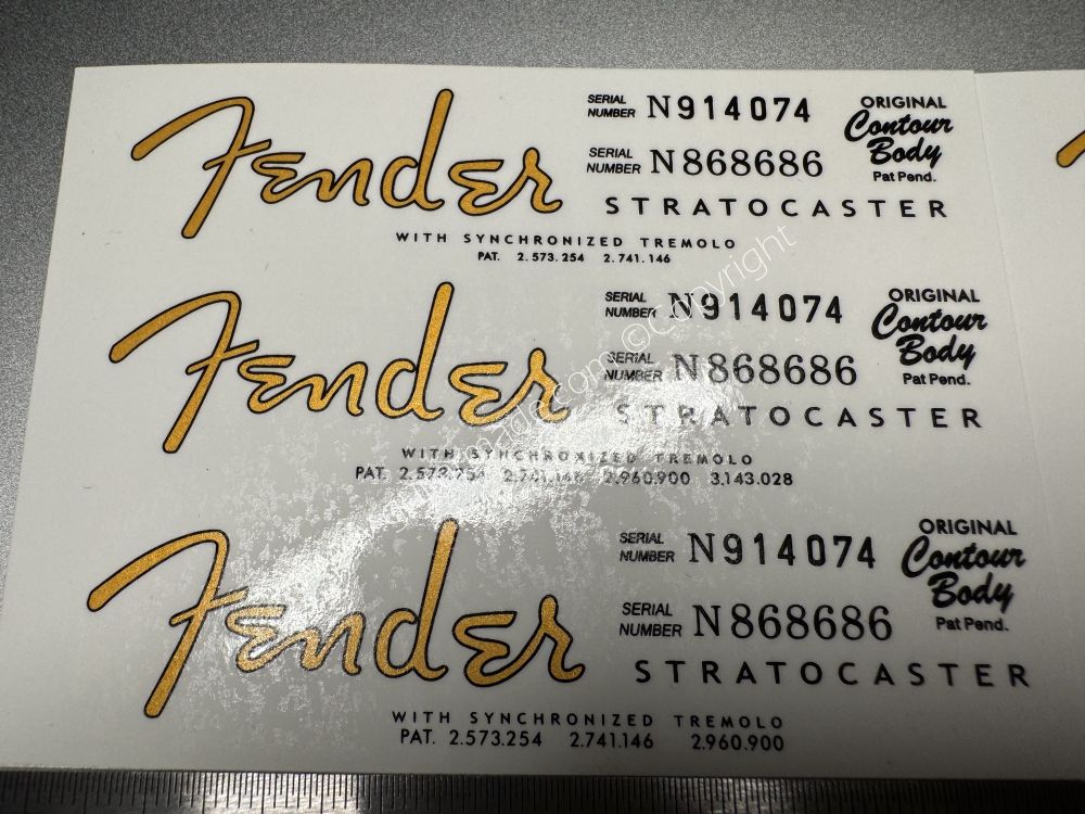 SHIP FROM CHINA !! FENDER STRATOCASTER BASS Guitar Metallic ink Neck Headstock Decals Sticker 028