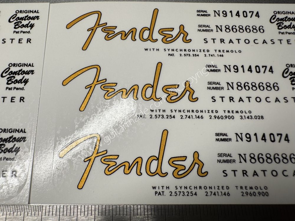 SHIP FROM CHINA !! FENDER STRATOCASTER BASS Guitar Metallic ink Neck Headstock Decals Sticker 028
