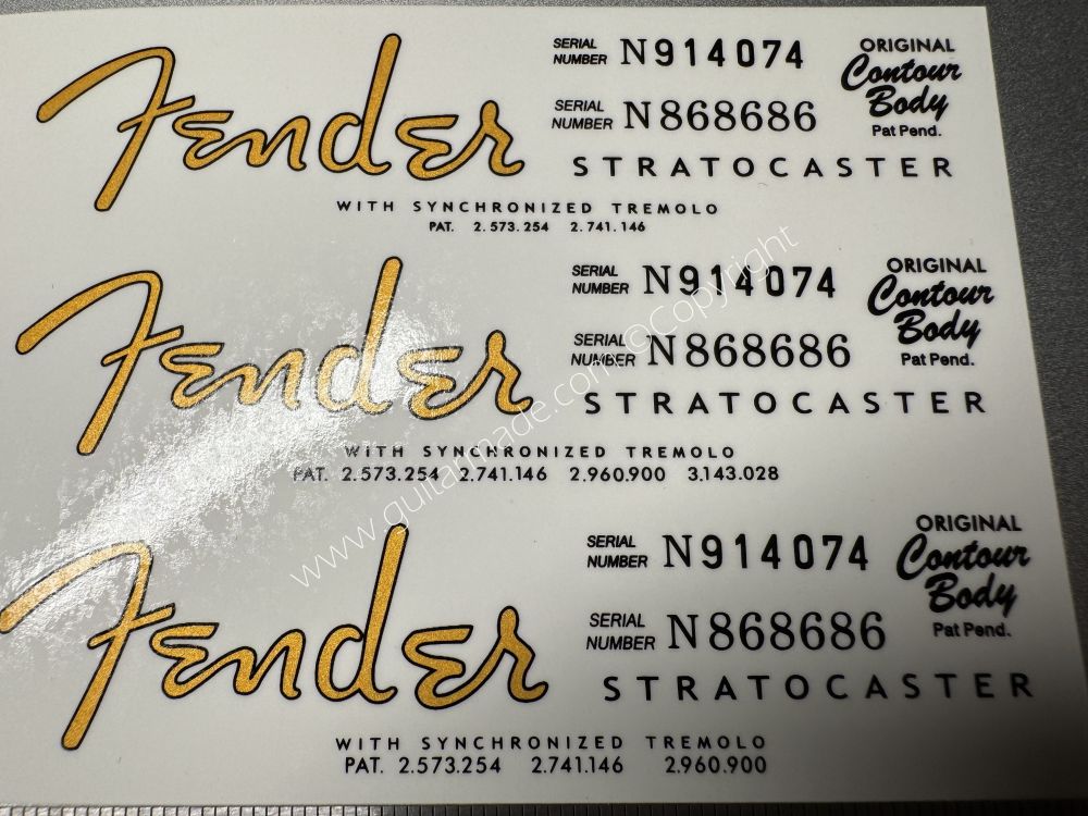 SHIP FROM CHINA !! FENDER STRATOCASTER BASS Guitar Metallic ink Neck Headstock Decals Sticker 028