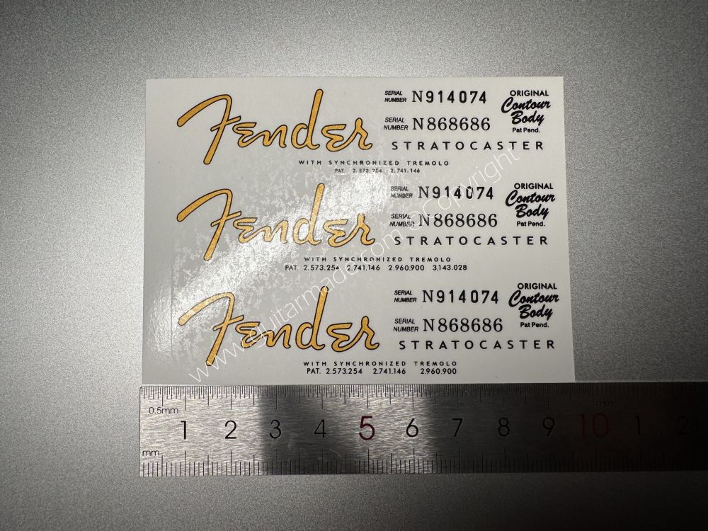 SHIP FROM CHINA !! FENDER STRATOCASTER BASS Guitar Metallic ink Neck Headstock Decals Sticker 028