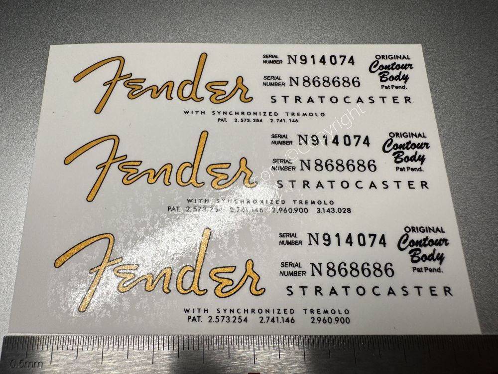 SHIP FROM CHINA !! FENDER STRATOCASTER BASS Guitar Metallic ink Neck Headstock Decals Sticker 028