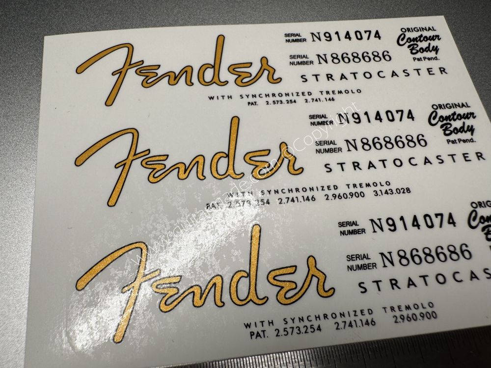 SHIP FROM CHINA !! FENDER STRATOCASTER BASS Guitar Metallic ink Neck Headstock Decals Sticker 028