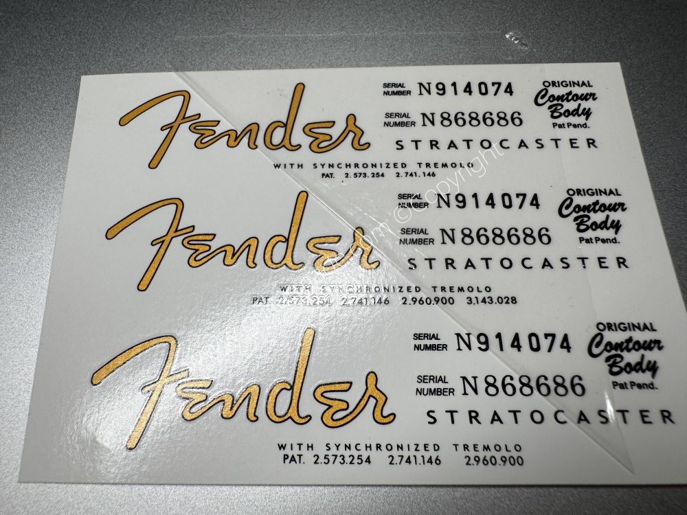 SHIP FROM CHINA !! FENDER STRATOCASTER BASS Guitar Metallic ink Neck Headstock Decals Sticker 028