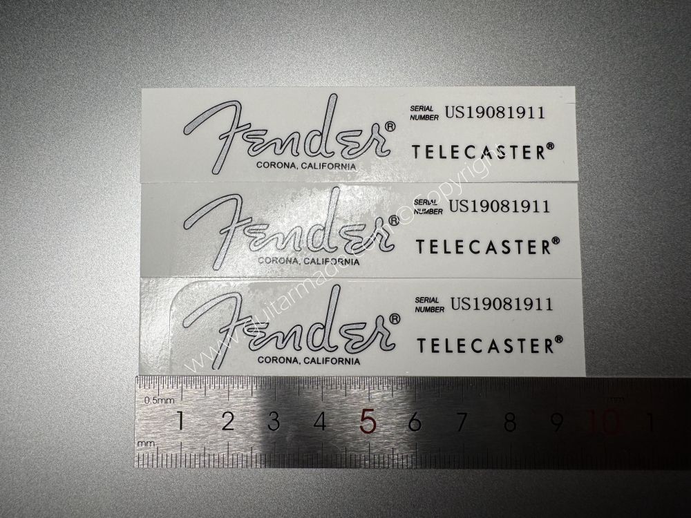 SHIP FROM CHINA !! SILVER FENDER CORONA CALIFORNIA TELECASTER BASS Guitar Metallic ink Neck Headstock Decals Sticker 028