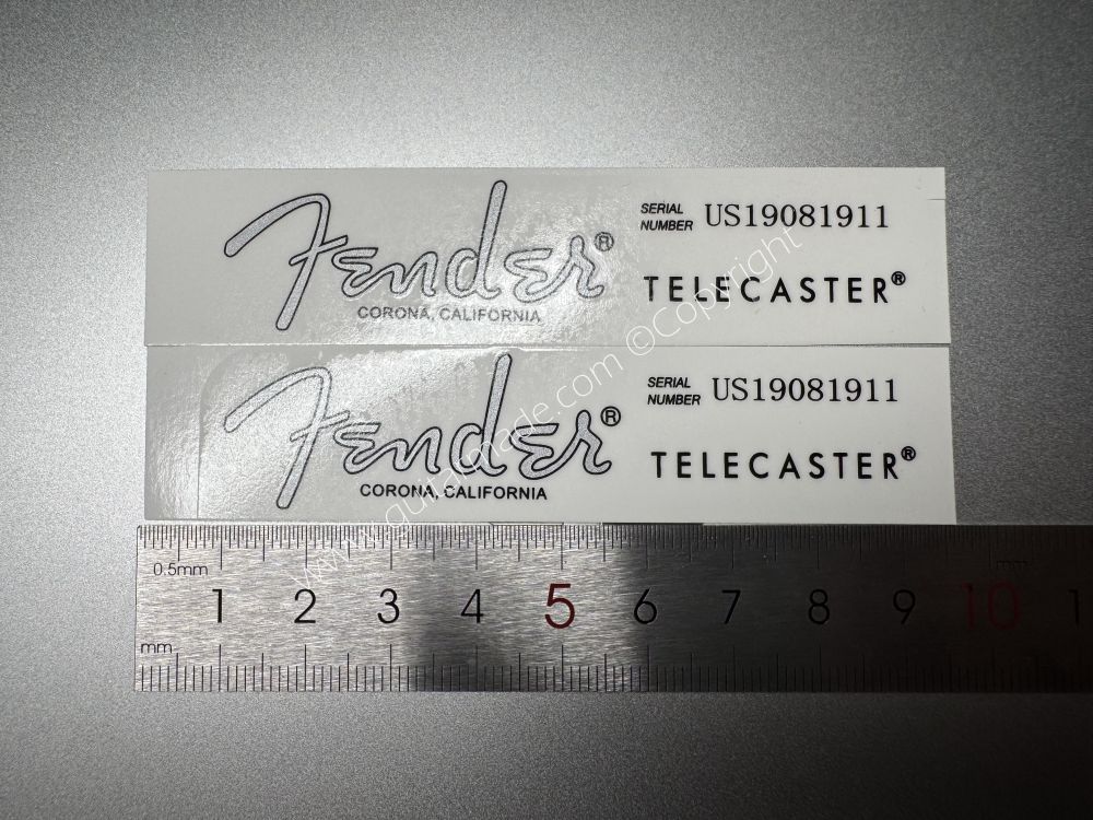SHIP FROM CHINA !! SILVER FENDER CORONA CALIFORNIA TELECASTER BASS Guitar Metallic ink Neck Headstock Decals Sticker 028