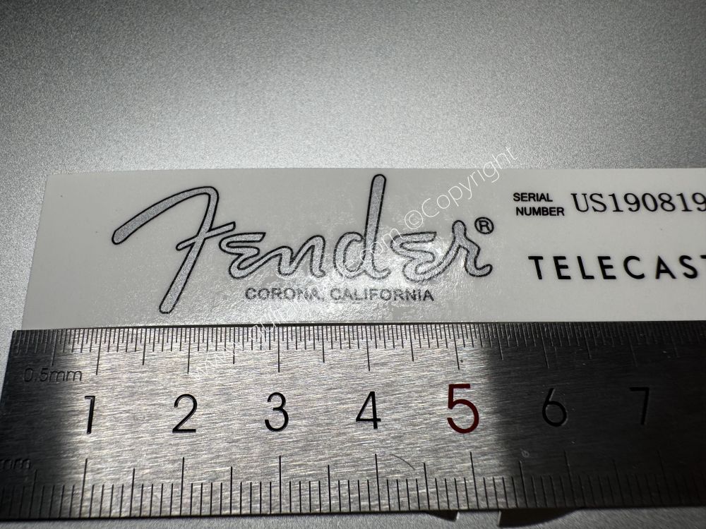 SHIP FROM CHINA !! SILVER FENDER CORONA CALIFORNIA TELECASTER BASS Guitar Metallic ink Neck Headstock Decals Sticker 028