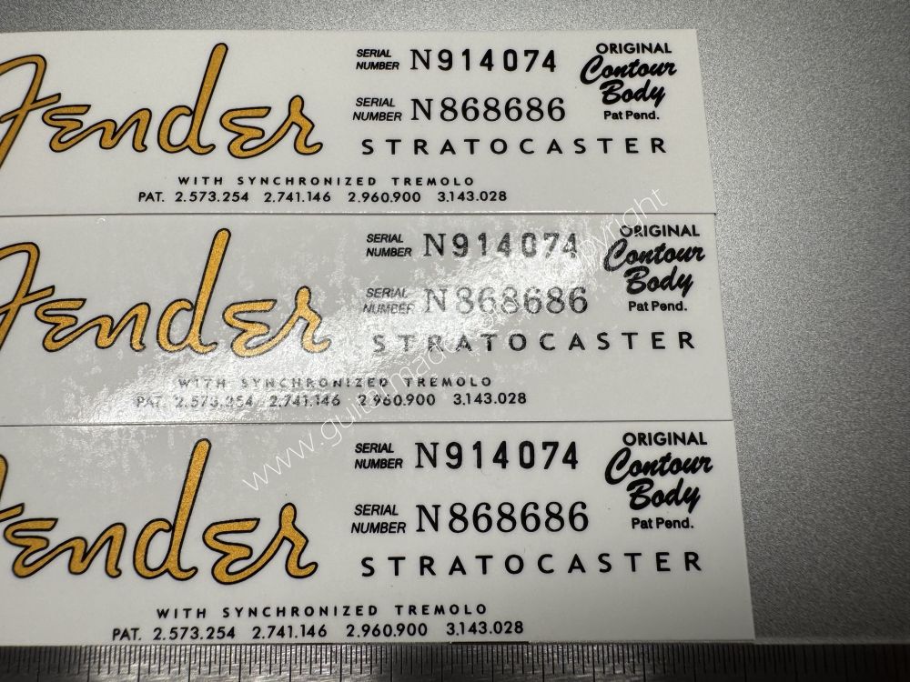 SHIP FROM CHINA !! FENDER STRATOCASTER BASS Guitar Metallic ink Neck Headstock Decals Sticker 028