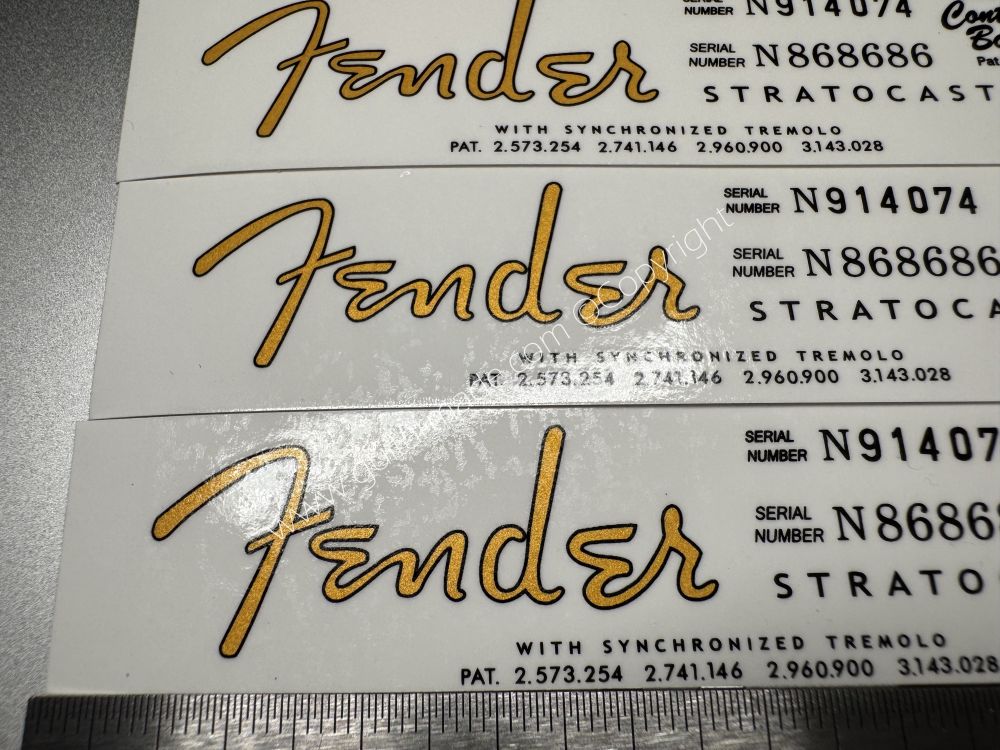 SHIP FROM CHINA !! FENDER STRATOCASTER BASS Guitar Metallic ink Neck Headstock Decals Sticker 028