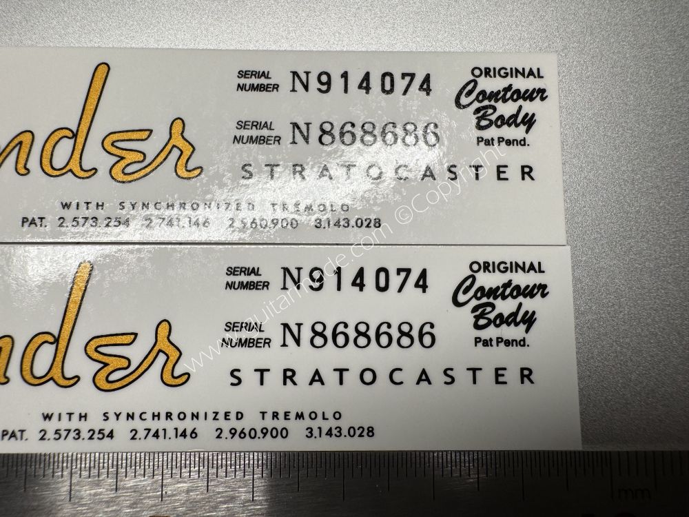 SHIP FROM CHINA !! FENDER STRATOCASTER BASS Guitar Metallic ink Neck Headstock Decals Sticker 028