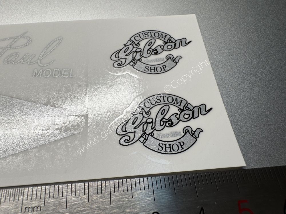 SHIP FROM CHINA !! SILVER GIBSON LES PAUL MODEL Guitar Metallic ink Neck Headstock Decals Sticker