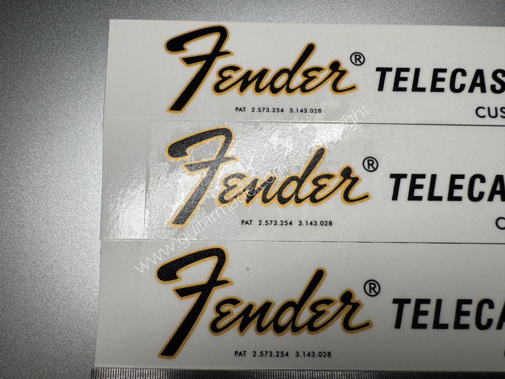 SHIP FROM CHINA !! FENDER TELECASTER CUSTOM Guitar Metallic ink Neck Headstock Decals Sticker
