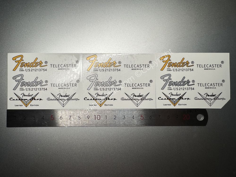 SHIP FROM CHINA !! FENDER TELECASTER BASS Guitar LIMITED ADITION Metallic ink Neck Headstock Decals Sticker