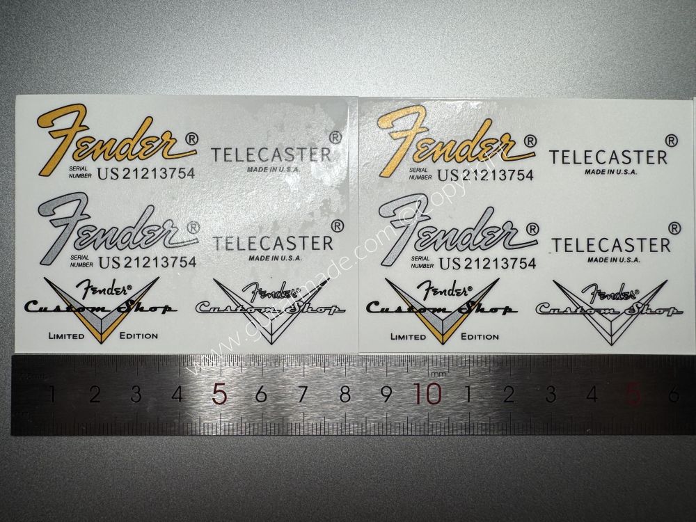 SHIP FROM CHINA !! FENDER TELECASTER BASS Guitar LIMITED ADITION Metallic ink Neck Headstock Decals Sticker