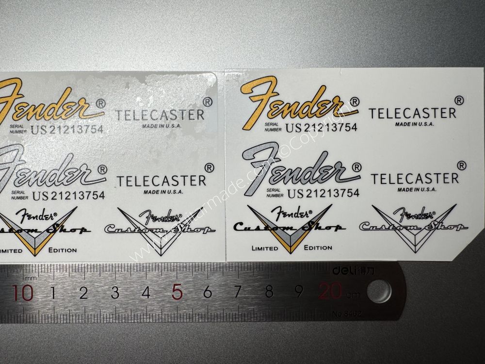 SHIP FROM CHINA !! FENDER TELECASTER BASS Guitar LIMITED ADITION Metallic ink Neck Headstock Decals Sticker