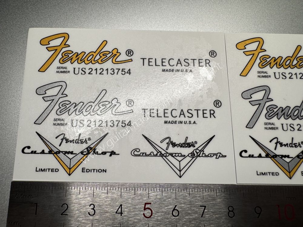 SHIP FROM CHINA !! FENDER TELECASTER BASS Guitar LIMITED ADITION Metallic ink Neck Headstock Decals Sticker