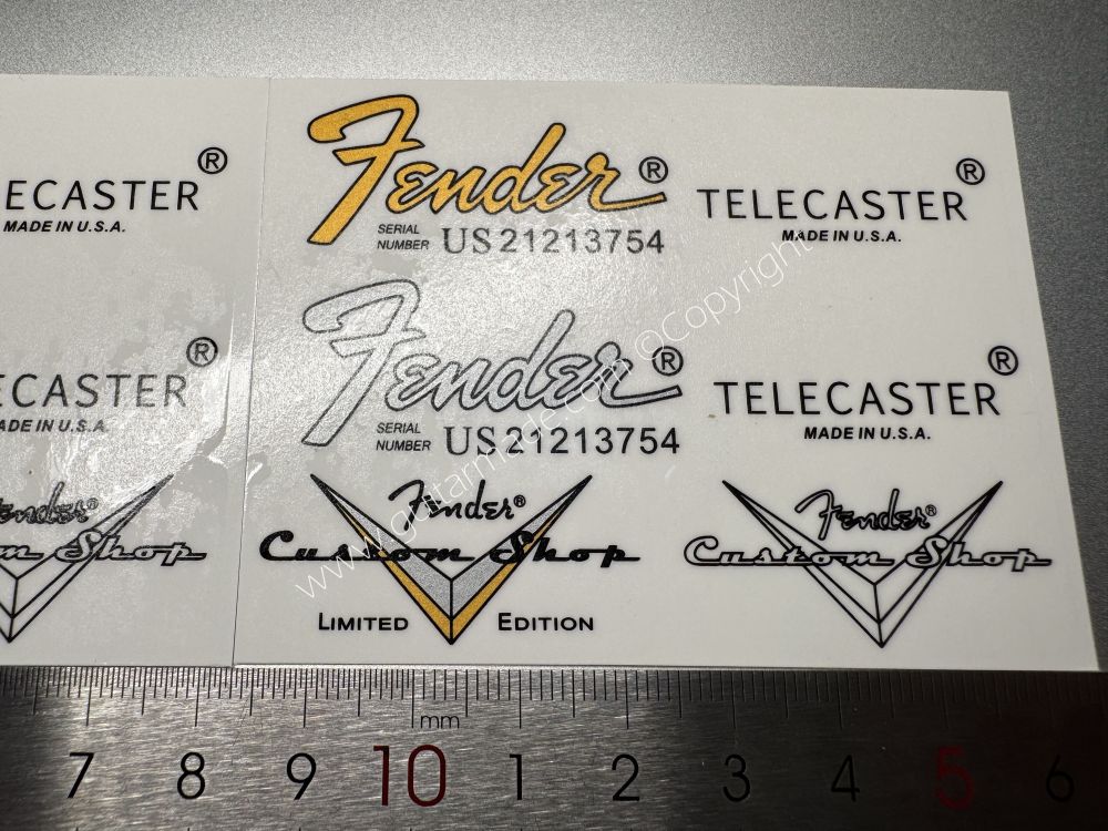 SHIP FROM CHINA !! FENDER TELECASTER BASS Guitar LIMITED ADITION Metallic ink Neck Headstock Decals Sticker