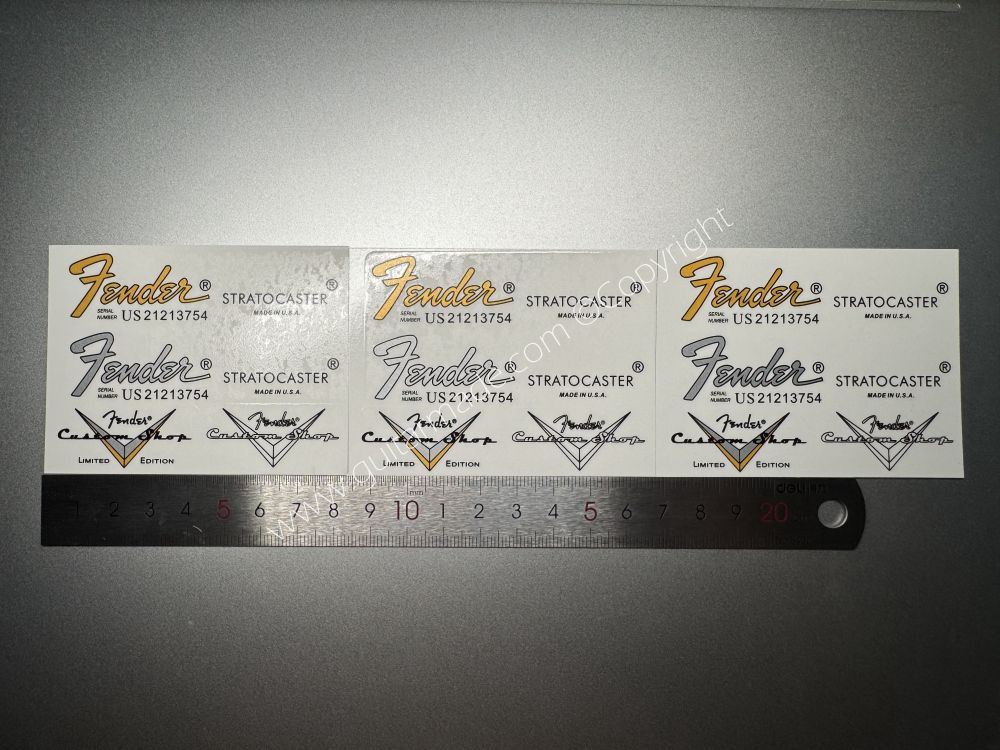 SHIP FROM CHINA !! FENDER STRATOCASTER BASS Guitar LIMITED ADITION Metallic ink Neck Headstock Decals Sticker