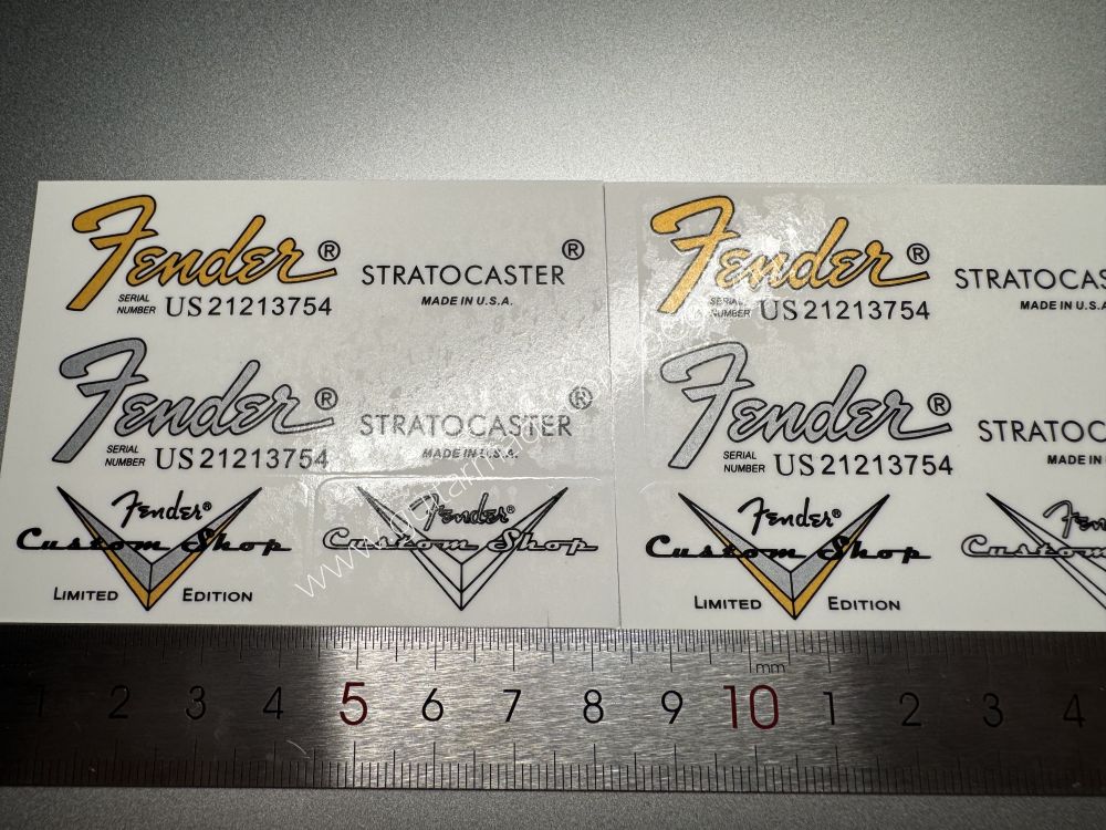 SHIP FROM CHINA !! FENDER STRATOCASTER BASS Guitar LIMITED ADITION Metallic ink Neck Headstock Decals Sticker