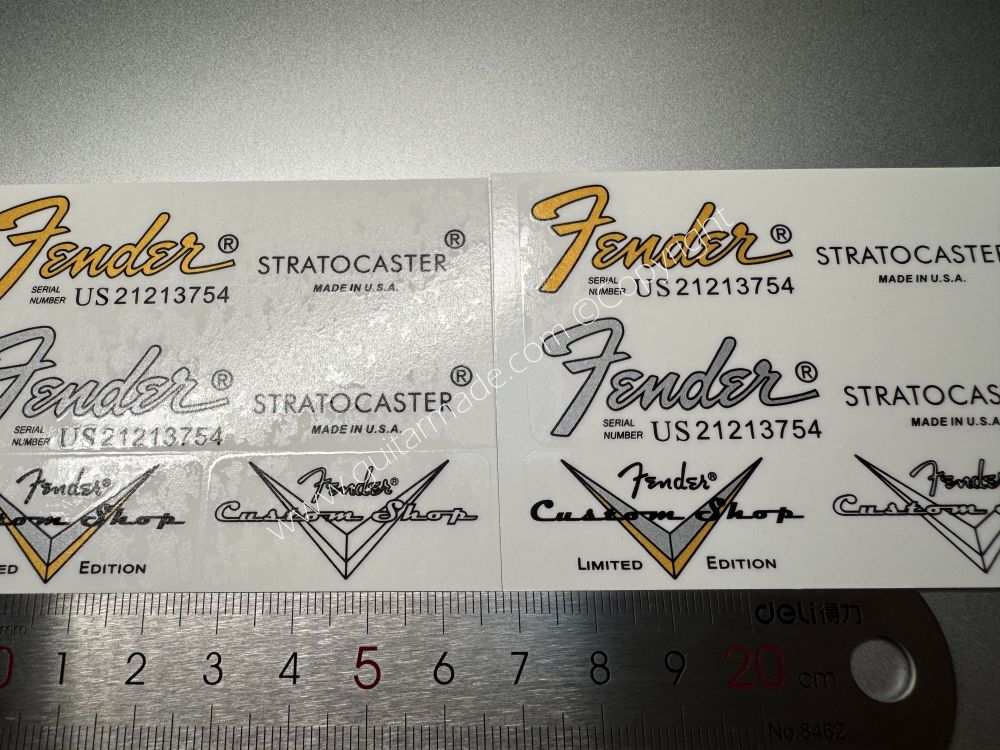 SHIP FROM CHINA !! FENDER STRATOCASTER BASS Guitar LIMITED ADITION Metallic ink Neck Headstock Decals Sticker