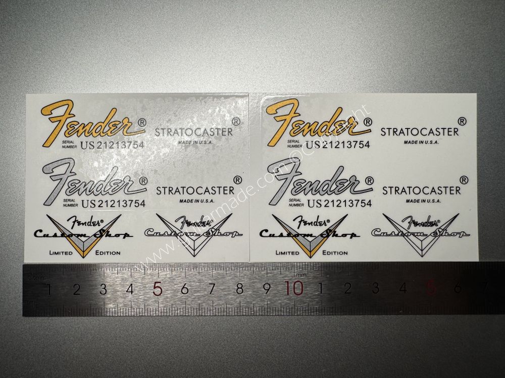 SHIP FROM CHINA !! FENDER STRATOCASTER BASS Guitar LIMITED ADITION Metallic ink Neck Headstock Decals Sticker