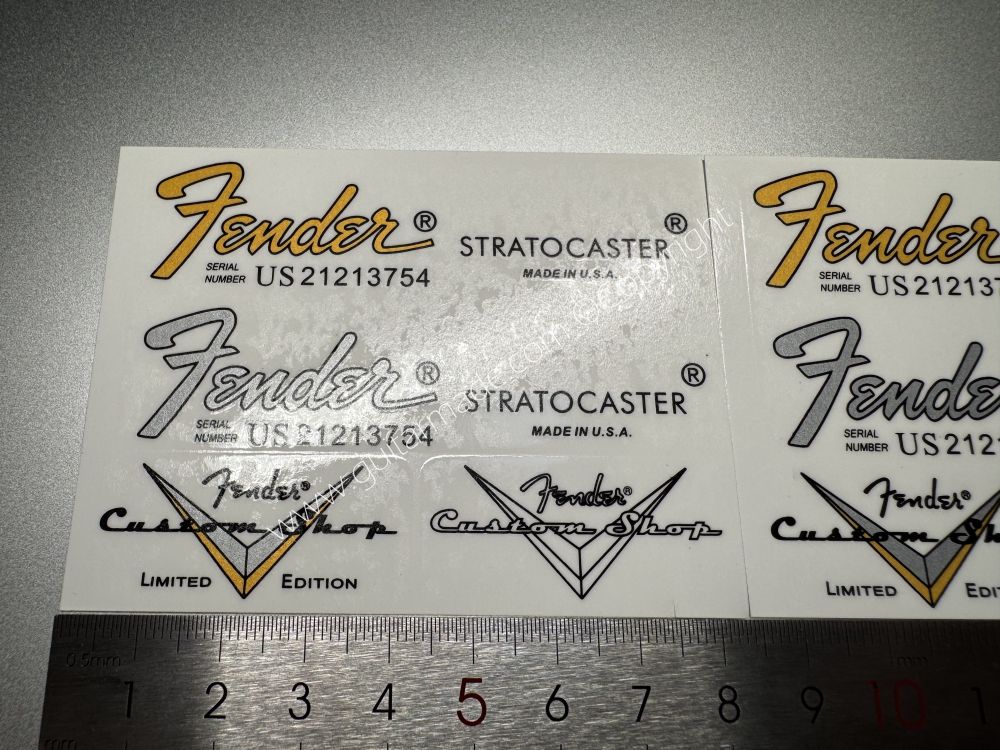 SHIP FROM CHINA !! FENDER STRATOCASTER BASS Guitar LIMITED ADITION Metallic ink Neck Headstock Decals Sticker