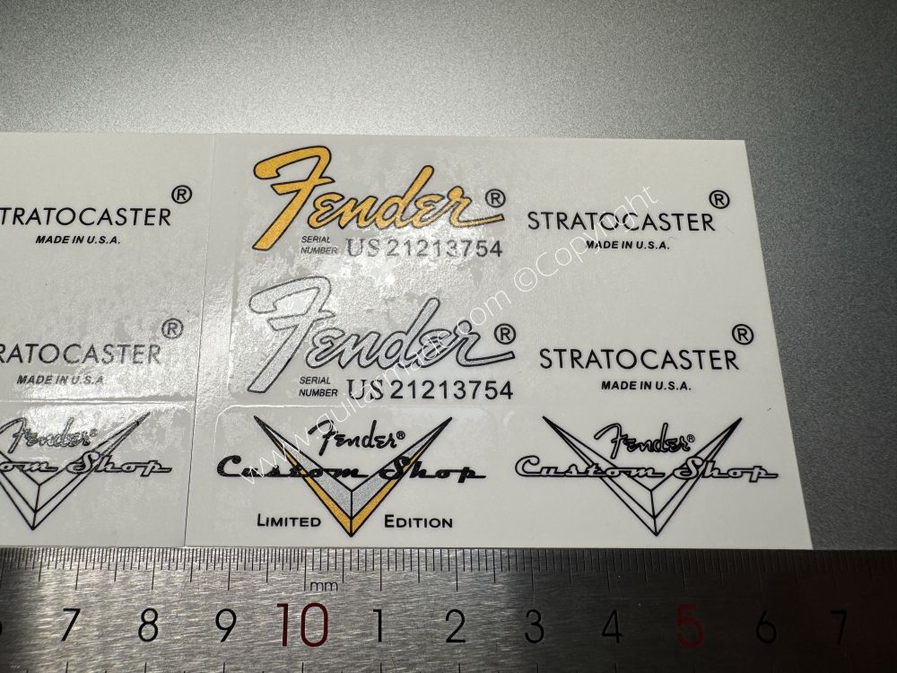 SHIP FROM CHINA !! FENDER STRATOCASTER BASS Guitar LIMITED ADITION Metallic ink Neck Headstock Decals Sticker