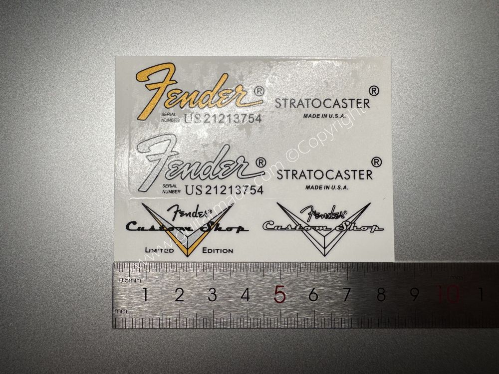 SHIP FROM CHINA !! FENDER STRATOCASTER BASS Guitar LIMITED ADITION Metallic ink Neck Headstock Decals Sticker