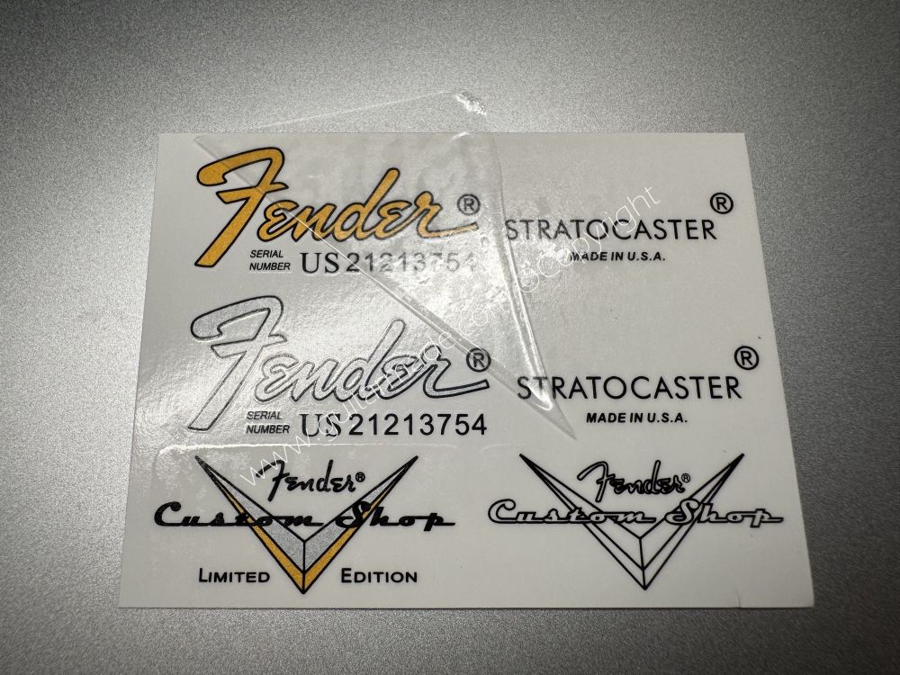 SHIP FROM CHINA !! FENDER STRATOCASTER BASS Guitar LIMITED ADITION Metallic ink Neck Headstock Decals Sticker