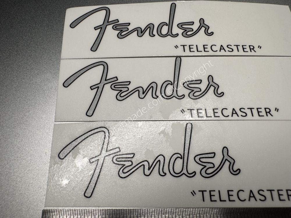 SHIP FROM CHINA !! Silver FENDER Telecaster Guitar Metallic ink Neck Headstock Decals Sticker
