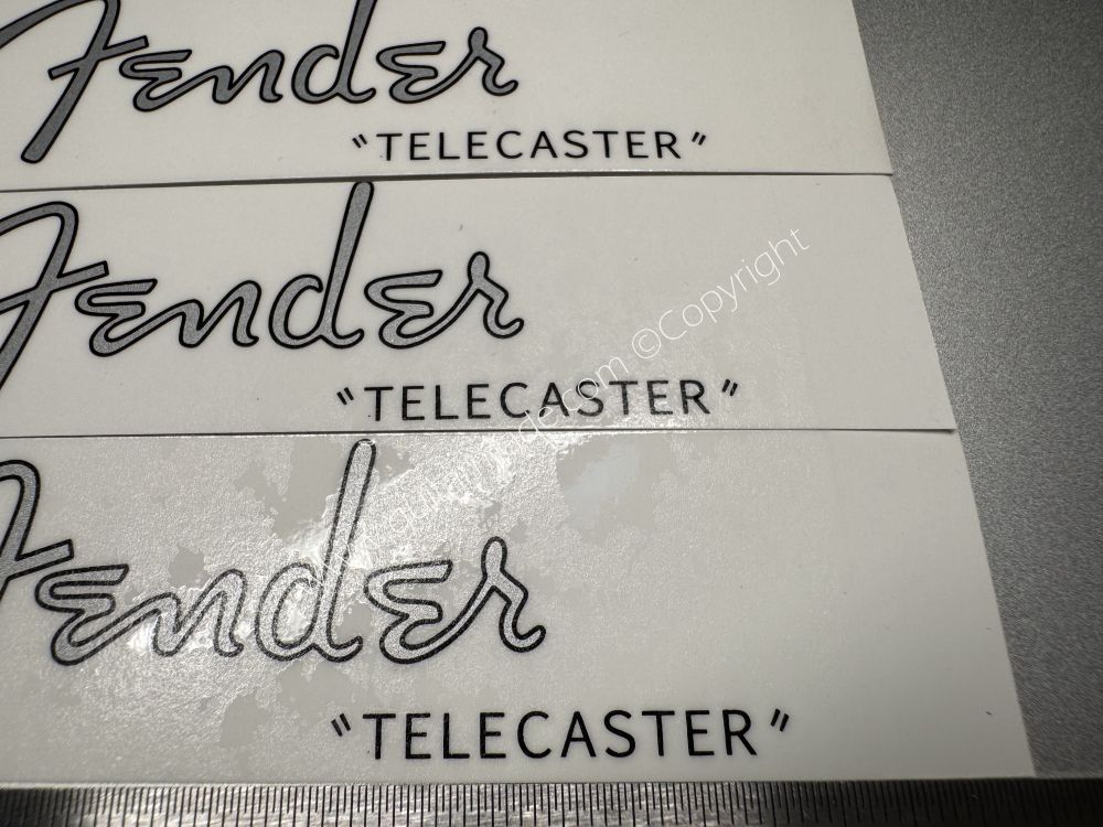 SHIP FROM CHINA !! Silver FENDER Telecaster Guitar Metallic ink Neck Headstock Decals Sticker