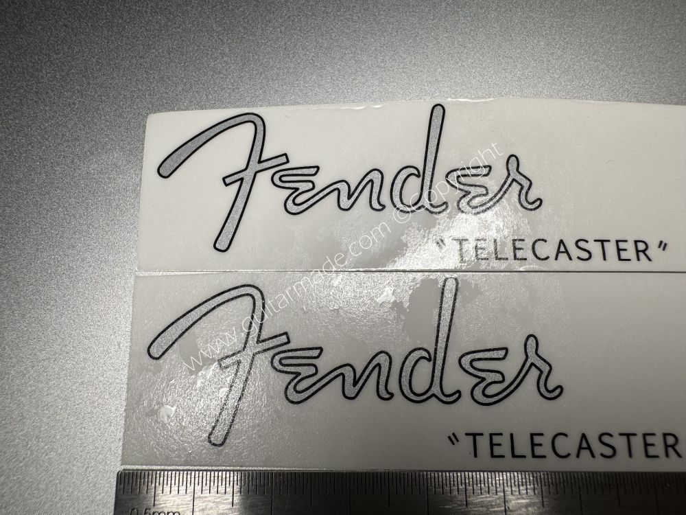 SHIP FROM CHINA !! Silver FENDER Telecaster Guitar Metallic ink Neck Headstock Decals Sticker