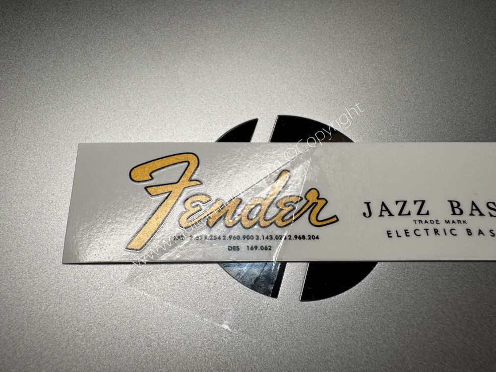 SHIP FROM CHINA !! GOLDEN FENDER JAZZ BASS Guitar Metallic ink Neck Headstock Decals Sticker