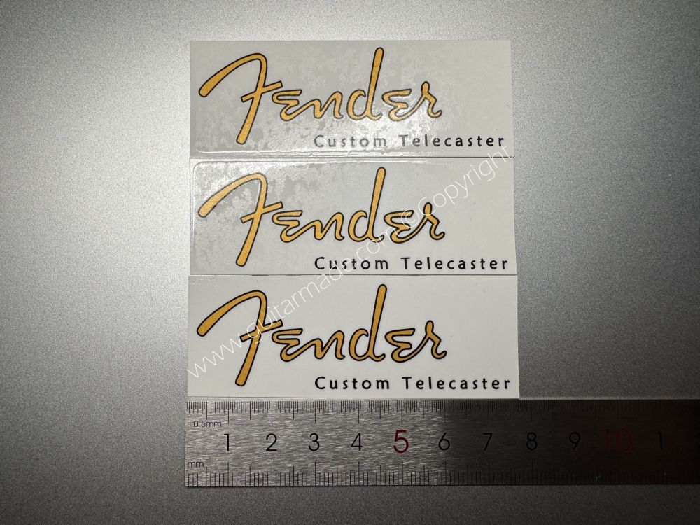SHIP FROM CHINA !! GOLDEN FENDER Custom Telecaster Guitar Metallic ink Neck Headstock Decals Sticker