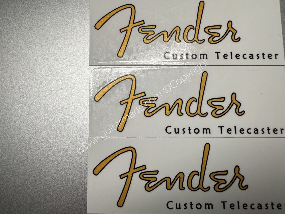 SHIP FROM CHINA !! GOLDEN FENDER Custom Telecaster Guitar Metallic ink Neck Headstock Decals Sticker