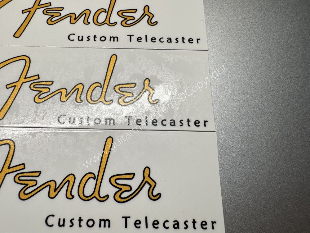 SHIP FROM CHINA !! GOLDEN FENDER Custom Telecaster Guitar Metallic ink Neck Headstock Decals Sticker