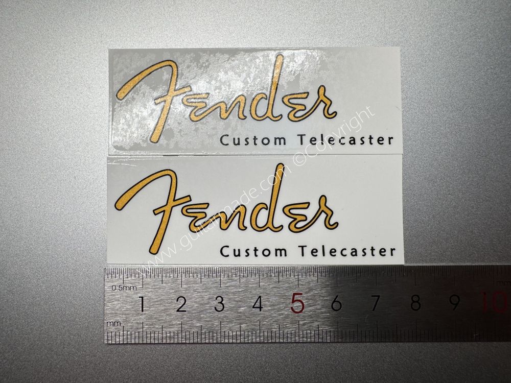 SHIP FROM CHINA !! GOLDEN FENDER Custom Telecaster Guitar Metallic ink Neck Headstock Decals Sticker