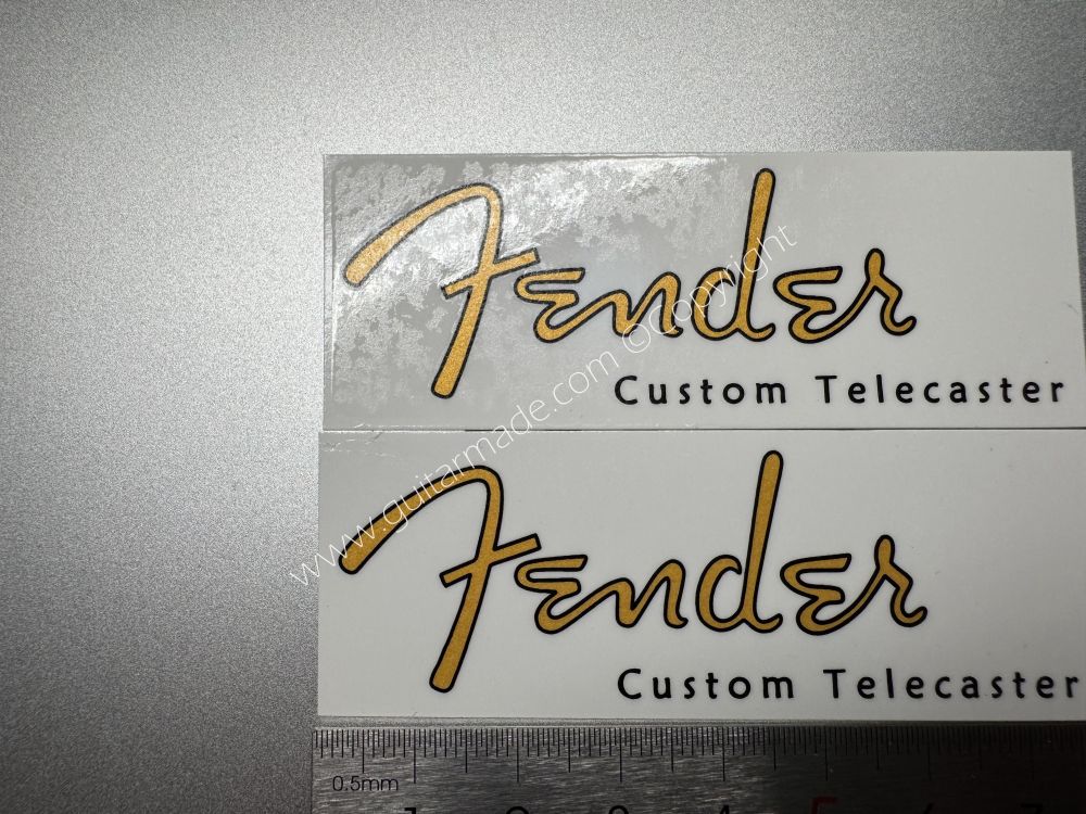 SHIP FROM CHINA !! GOLDEN FENDER Custom Telecaster Guitar Metallic ink Neck Headstock Decals Sticker