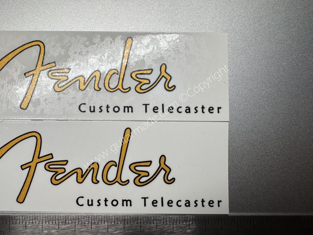 SHIP FROM CHINA !! GOLDEN FENDER Custom Telecaster Guitar Metallic ink Neck Headstock Decals Sticker
