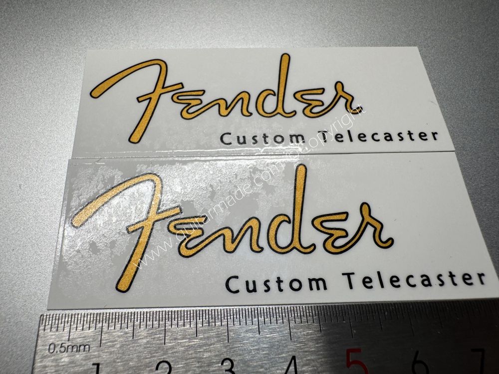 SHIP FROM CHINA !! GOLDEN FENDER Custom Telecaster Guitar Metallic ink Neck Headstock Decals Sticker